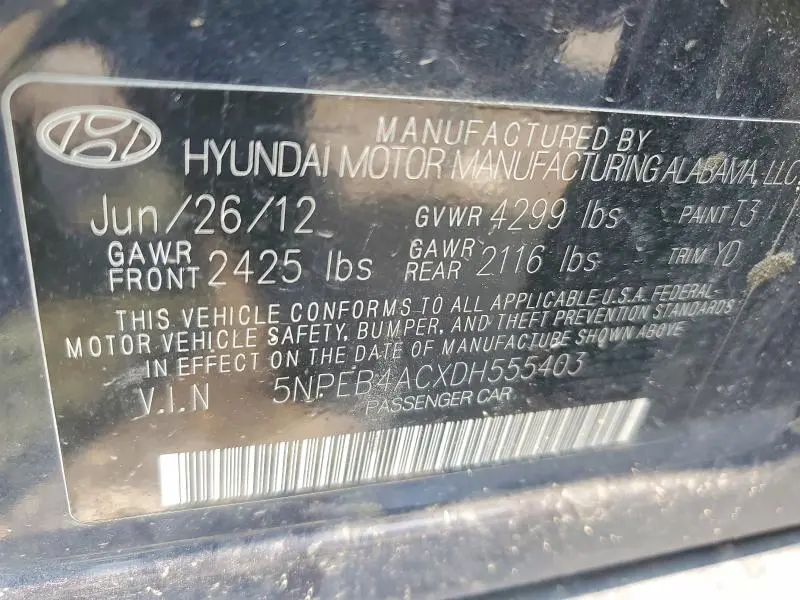2013 HYUNDAI SONATA GLS  