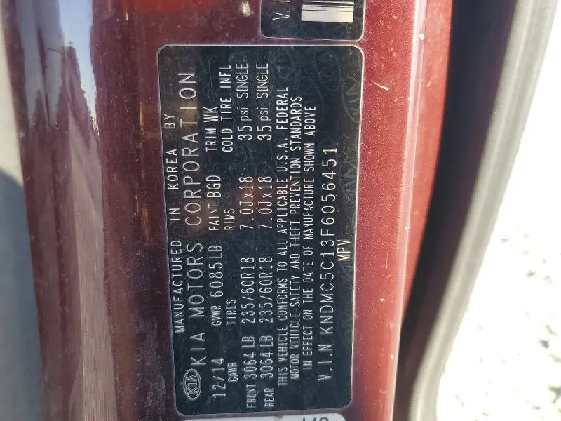 2015 KIA SEDONA EX  