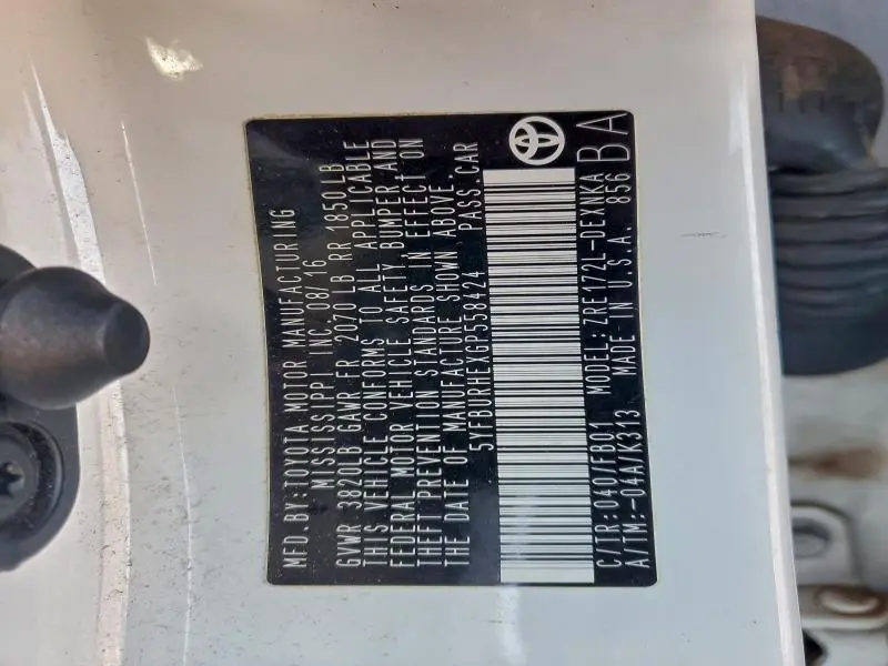 2016 TOYOTA COROLLA LE  