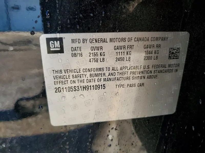 2017 CHEVROLET IMPALA LT  