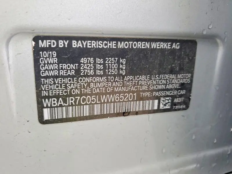 2020 BMW 530 XI  