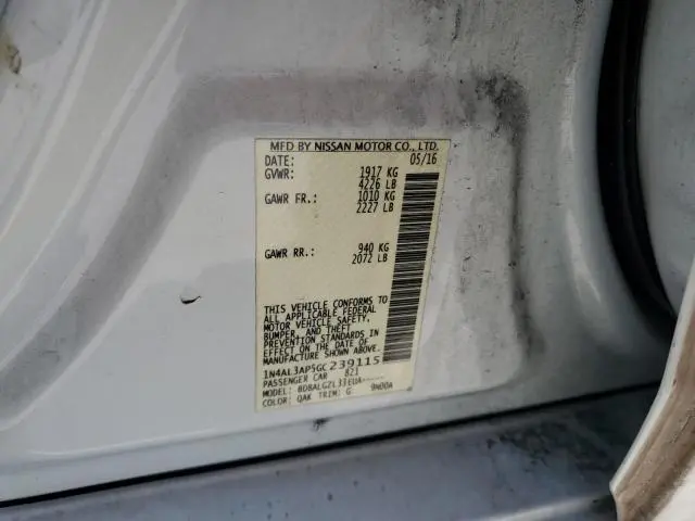 2016 NISSAN ALTIMA 2.5  