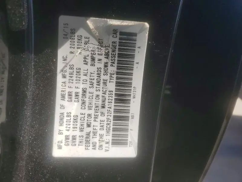 2015 HONDA ACCORD LX  
