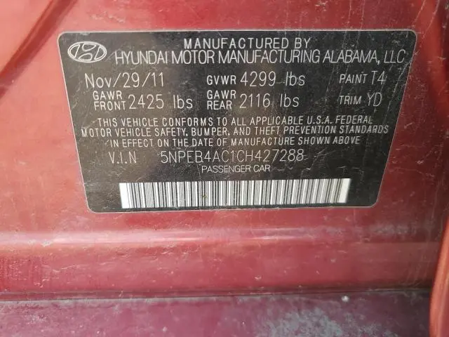 2012 HYUNDAI SONATA GLS  