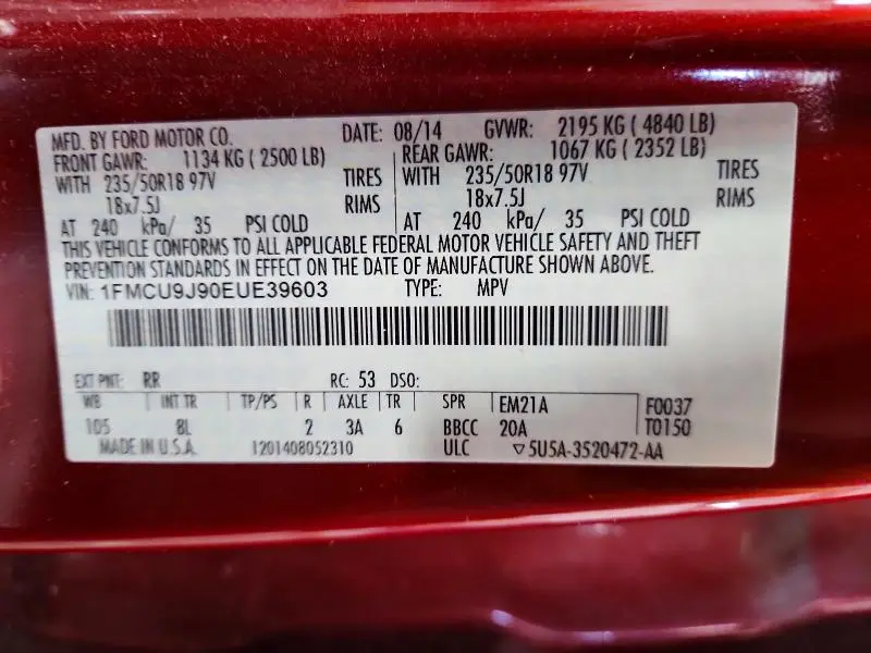 2014 FORD ESCAPE TITANIUM  