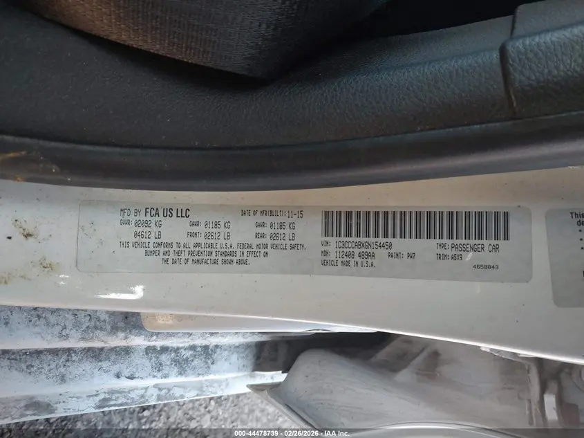 2016 CHRYSLER 200 LIMITED