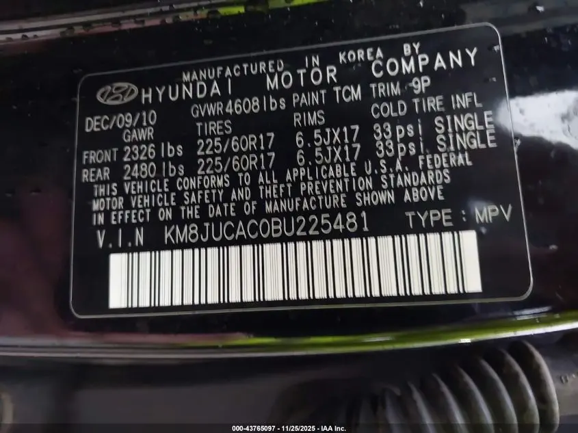 2011 HYUNDAI TUCSON GLS