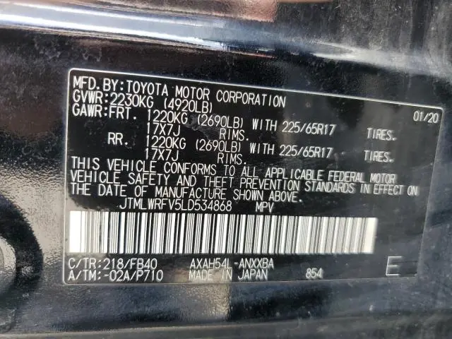 2020 TOYOTA RAV4 LE  