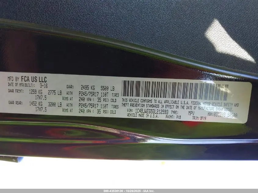 2016 JEEP WRANGLER UNLIMITED 75TH ANNIVERSARY