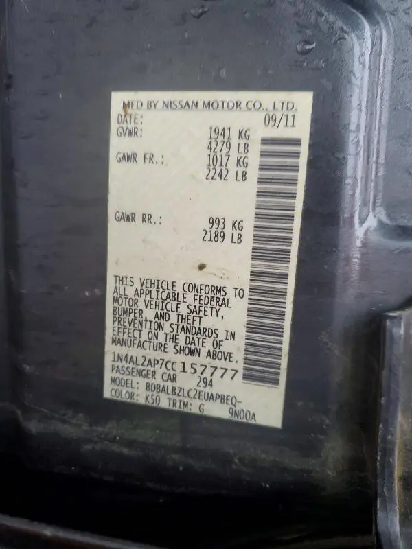 2012 NISSAN ALTIMA 2.5  