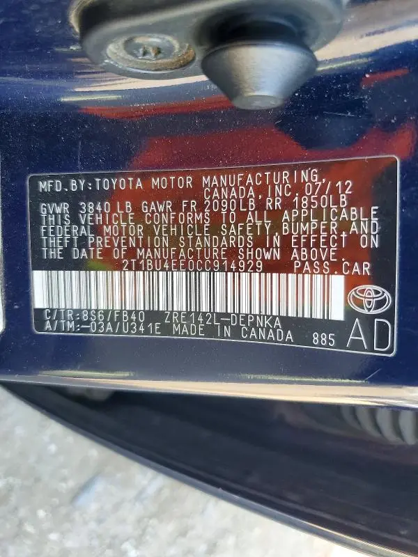 2012 TOYOTA COROLLA LE  