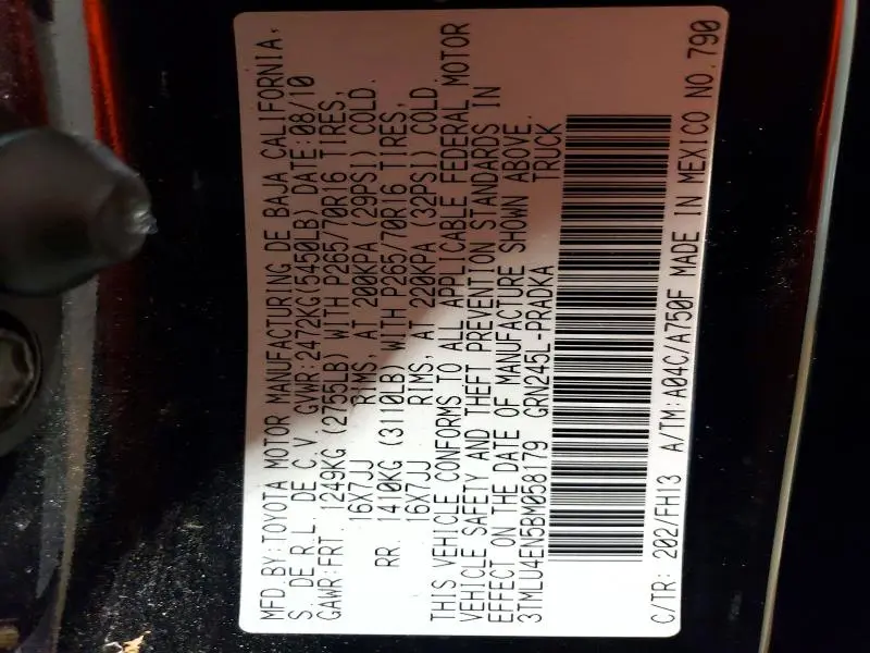 2011 TOYOTA TACOMA DOUBLE CAB  