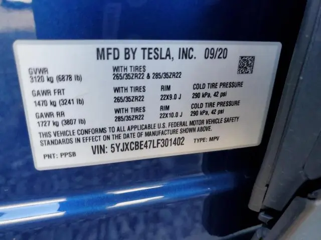 2020 TESLA MODEL X   