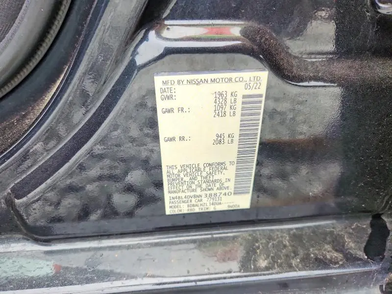 2022 NISSAN ALTIMA SV  