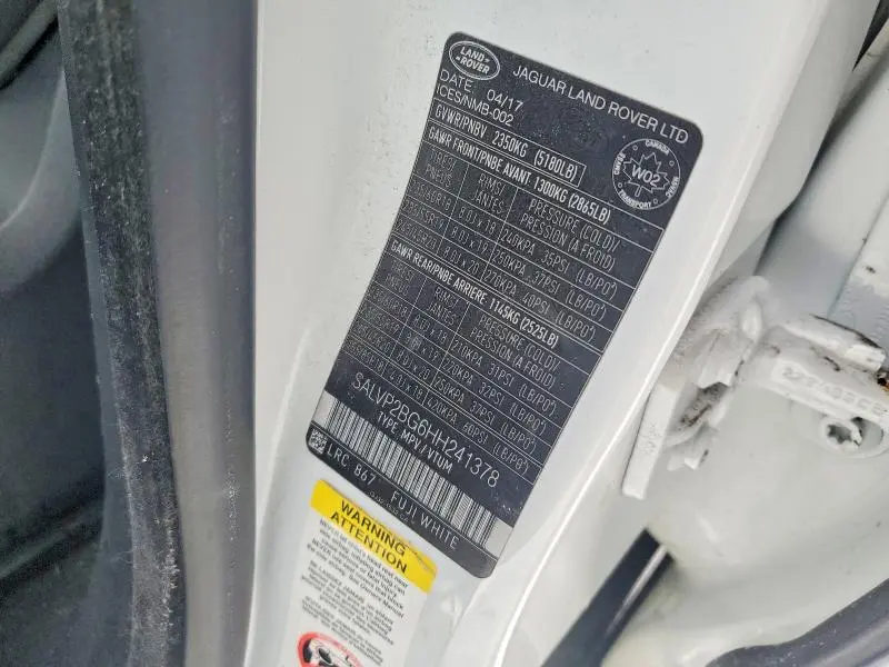 2017 LAND ROVER RANGE ROVER EVOQUE SE  