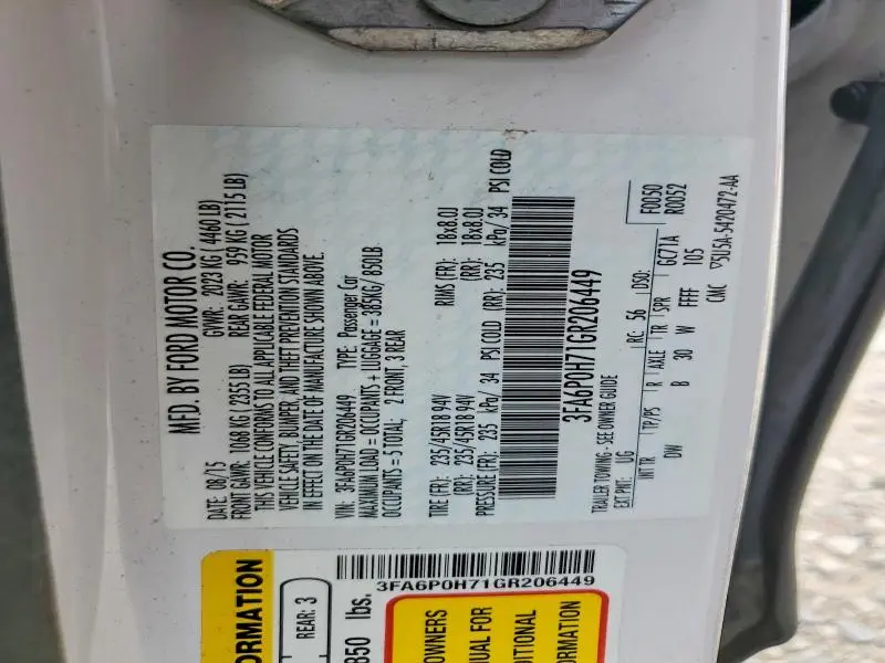 2016 FORD FUSION SE  