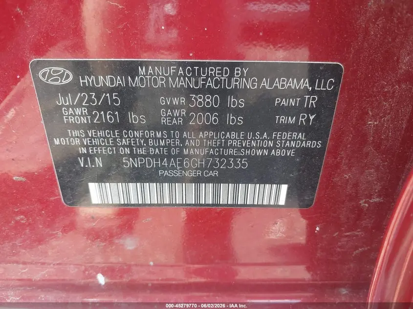 2016 HYUNDAI ELANTRA VALUE EDITION