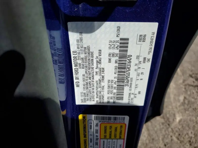 2016 FORD FUSION TITANIUM PHEV  