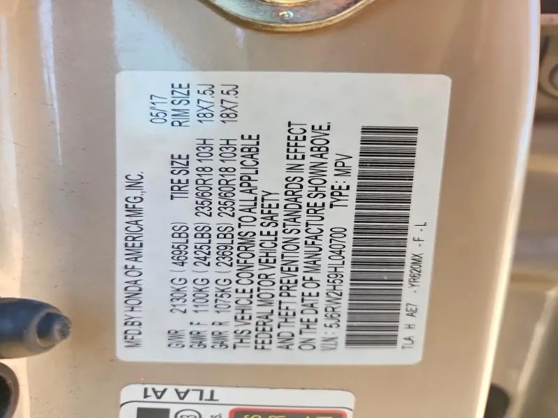 2017 HONDA CR-V EX  