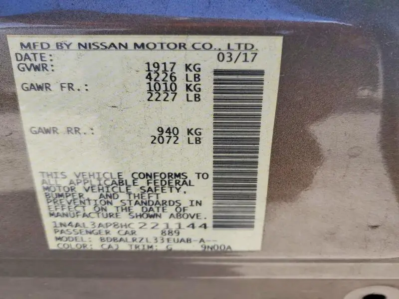 2017 NISSAN ALTIMA 2.5  