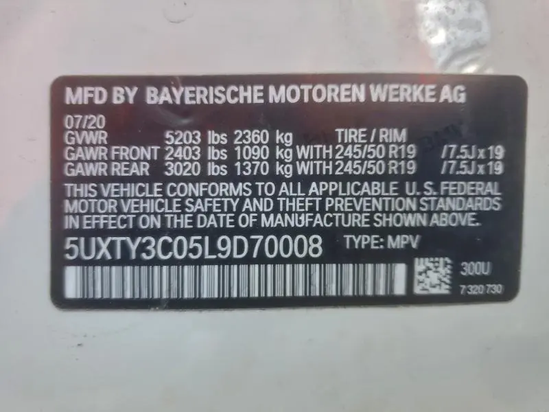 2020 BMW X3 SDRIVE30I  