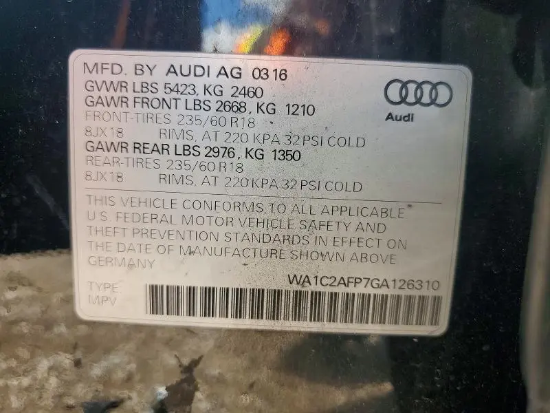 2016 AUDI Q5 PREMIUM  