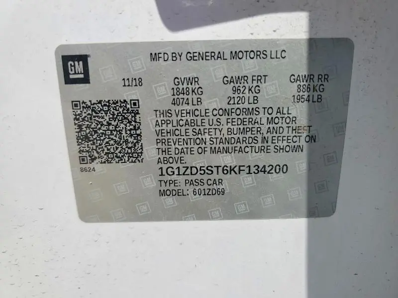 2019 CHEVROLET MALIBU LT  