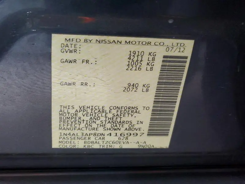 2013 NISSAN ALTIMA 2.5  