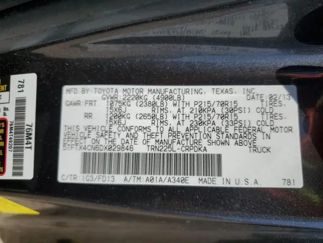 2013 TOYOTA TACOMA ACCESS CAB  