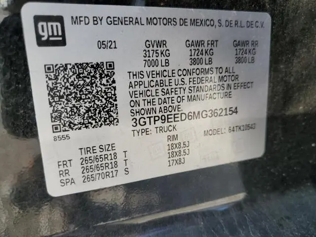 2021 GMC SIERRA K1500 AT4  