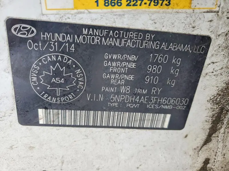 2015 HYUNDAI ELANTRA SE  