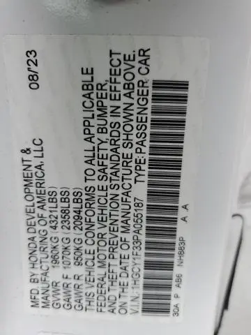 2023 HONDA ACCORD EX  