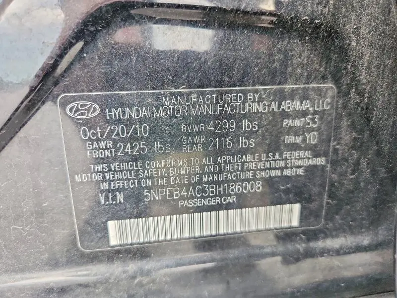 2011 HYUNDAI SONATA GLS  