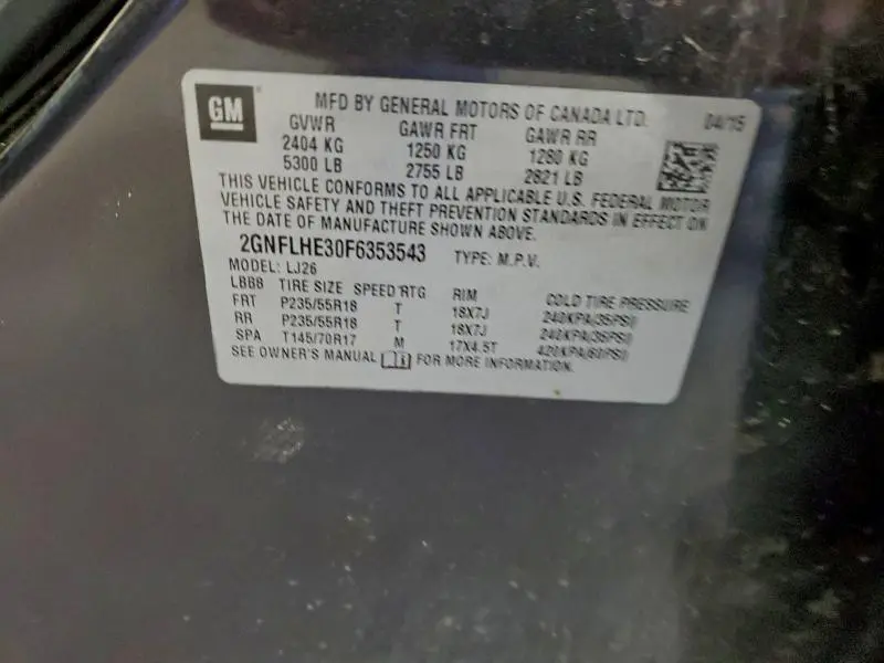 2015 CHEVROLET EQUINOX LTZ  