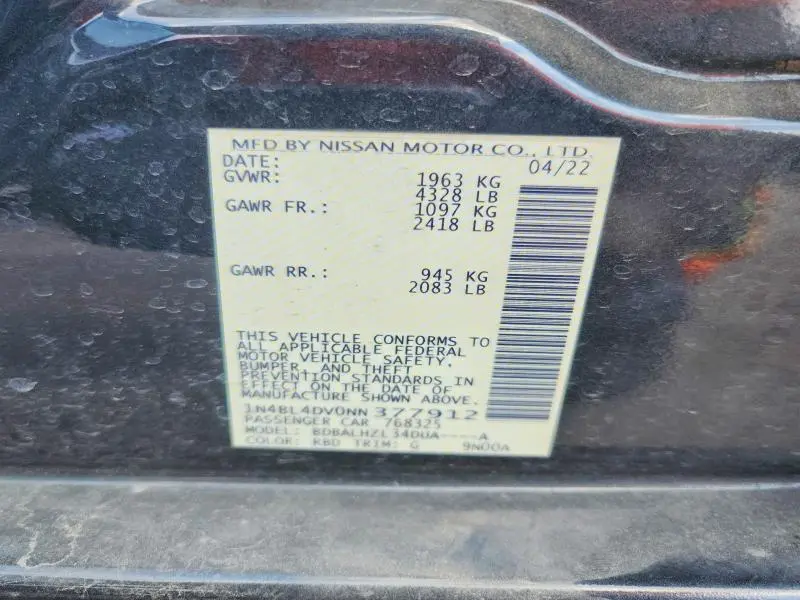 2022 NISSAN ALTIMA SV  