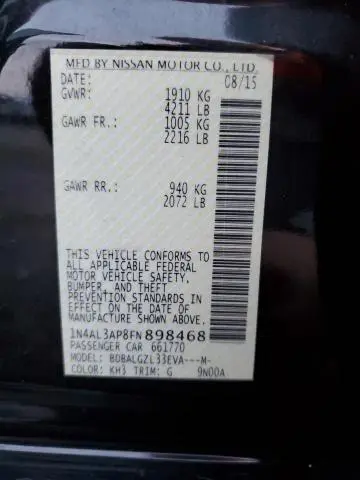 2015 NISSAN ALTIMA 2.5  