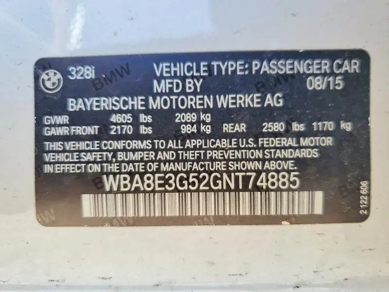 2016 BMW 328 XI SULEV  