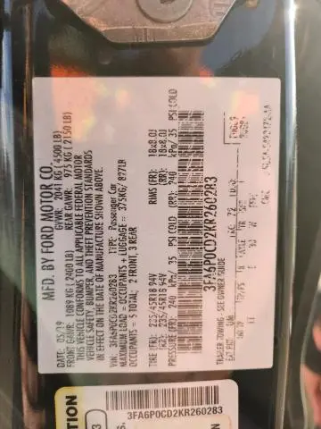 2019 FORD FUSION SEL  