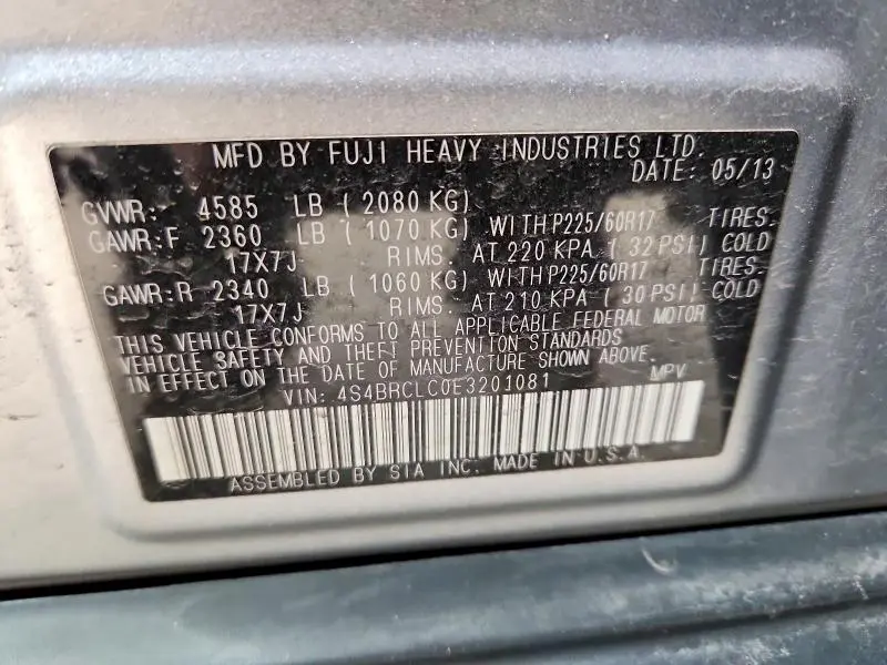 2014 SUBARU OUTBACK 2.5I LIMITED  