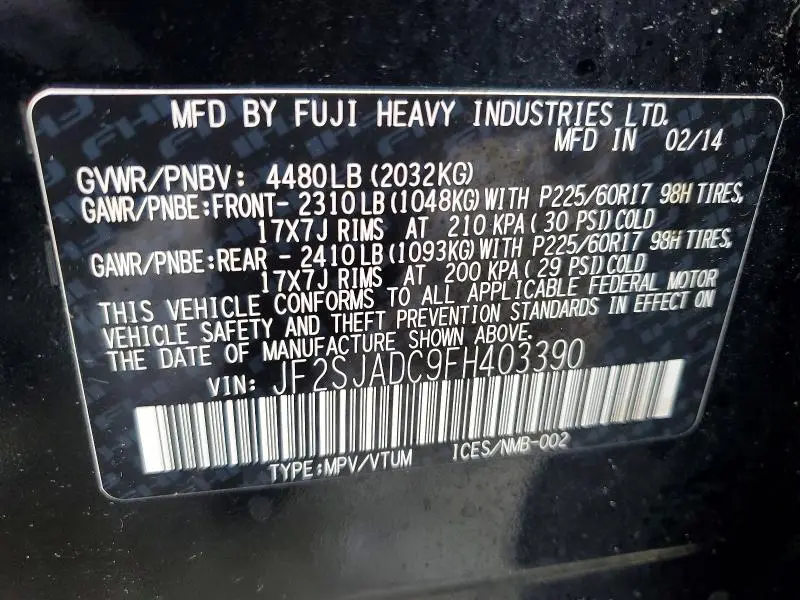 2015 SUBARU FORESTER 2.5I PREMIUM  