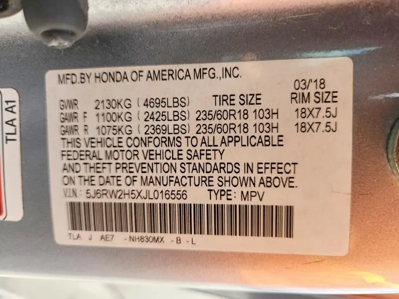 2018 HONDA CR-V EX  