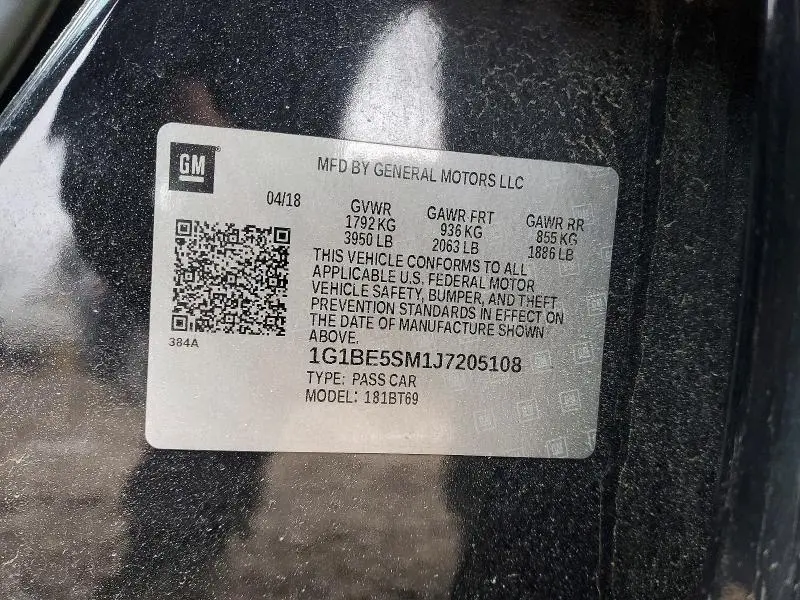 2018 CHEVROLET CRUZE LT  