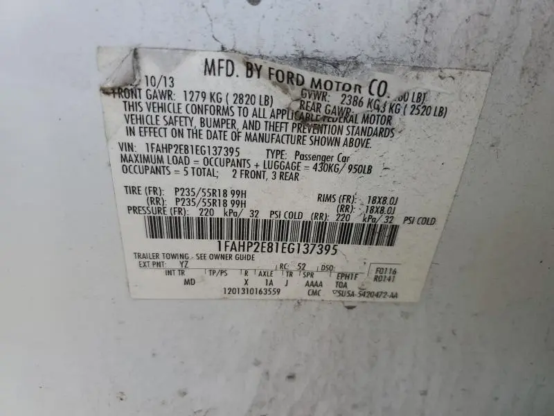 2014 FORD TAURUS SEL  