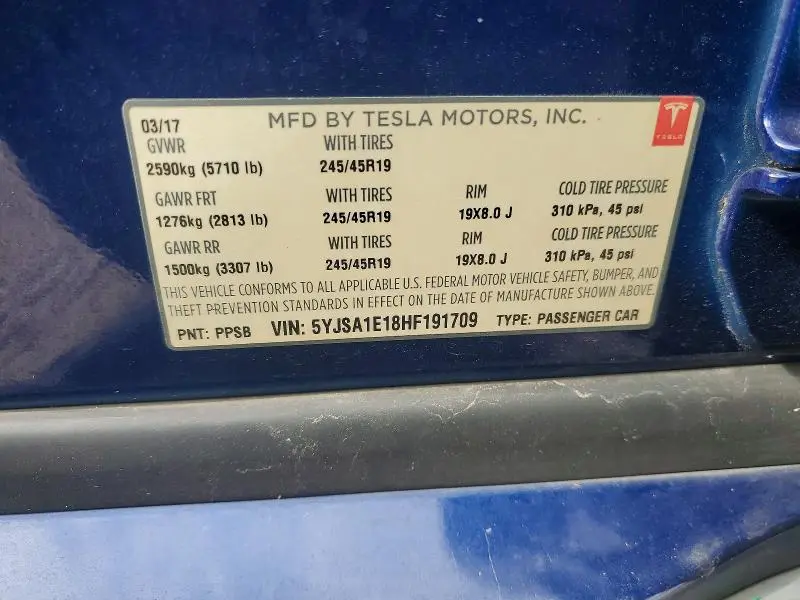 2017 TESLA MODEL S   