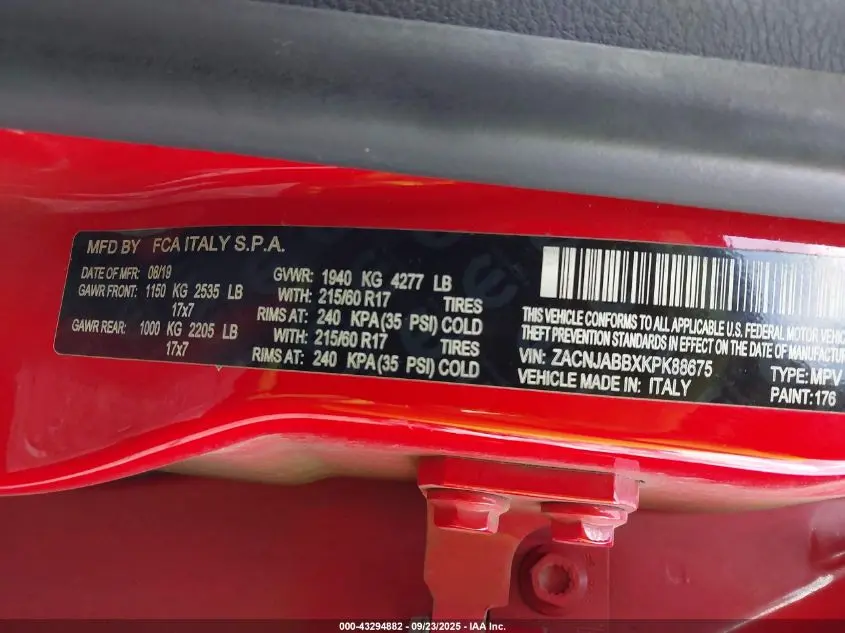 2019 JEEP RENEGADE LATITUDE FWD