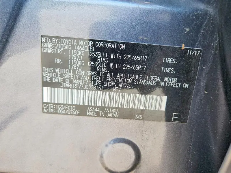 2018 TOYOTA RAV4 XLE  