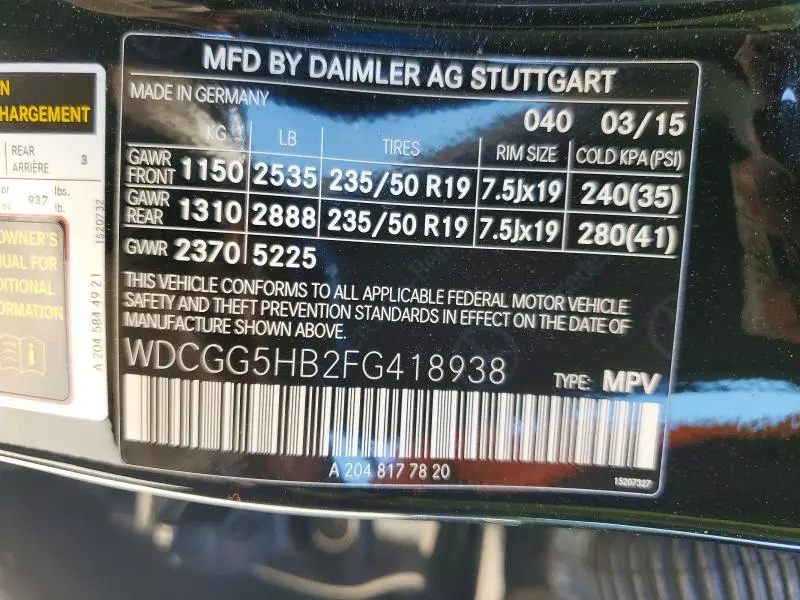 2015 MERCEDES-BENZ GLK 350  