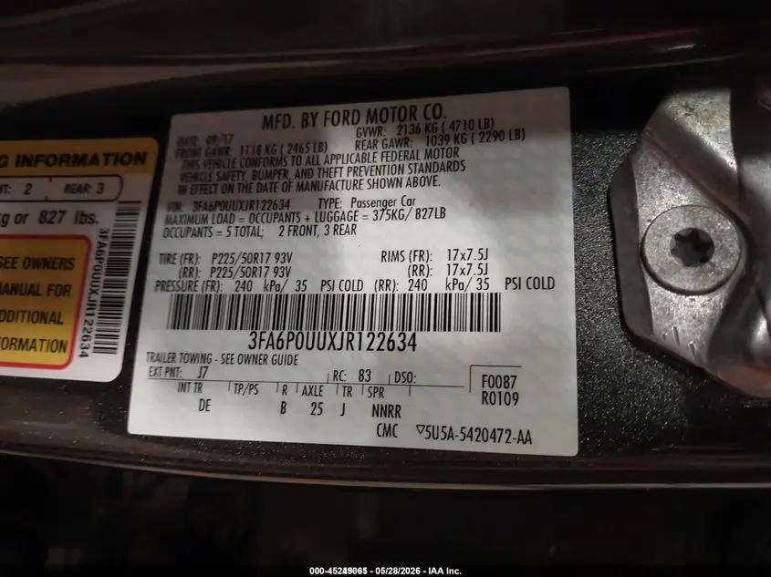 2018 FORD FUSION HYBRID S
