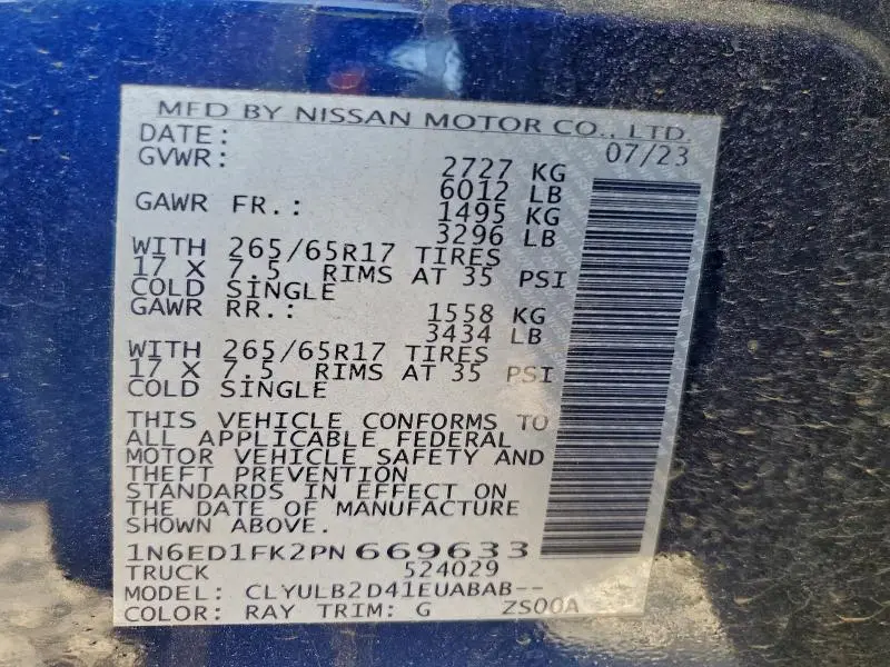 2023 NISSAN FRONTIER SV  