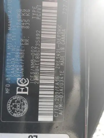 2011 TOYOTA COROLLA BASE  